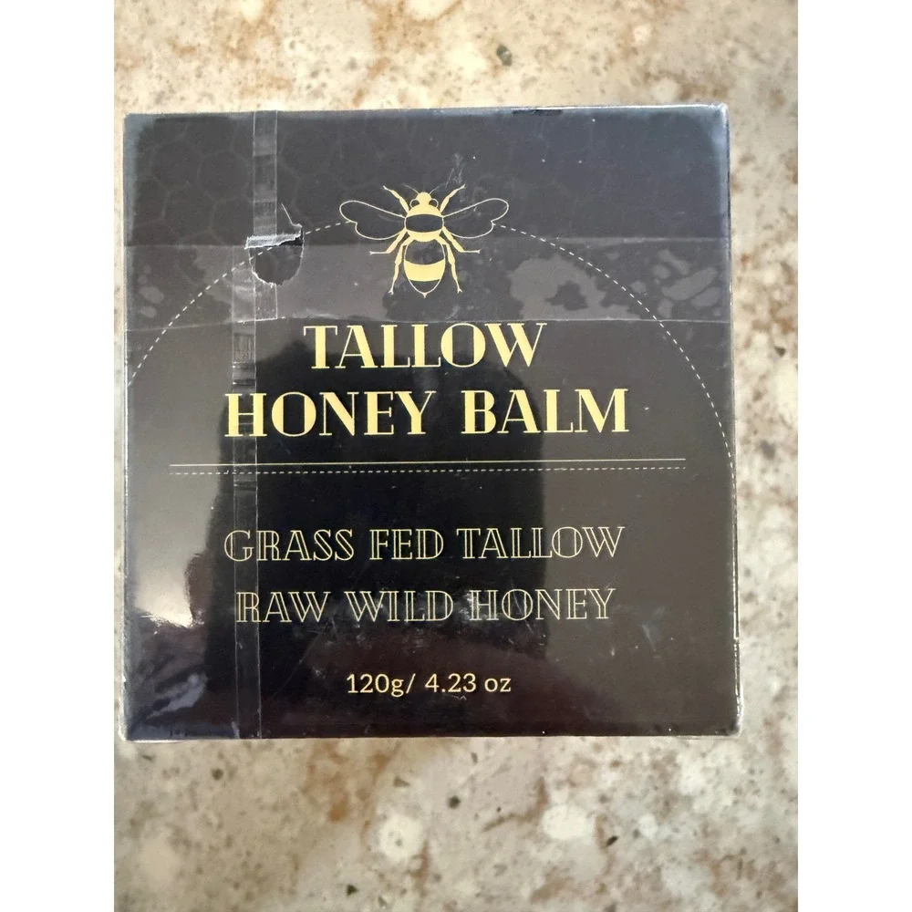 Tallow Honey Balm Grass Fed Beef Tallow‎ Raw Wild Honey Skin Moisturizer 4.23oz